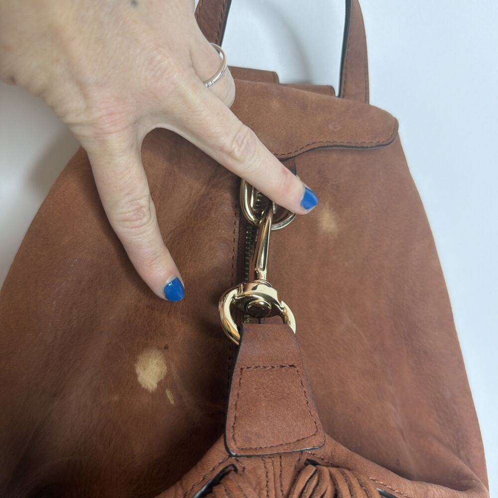 Rebecca Minkoff Julian Fringe Leather Backpack Brown | Boho Festival Bag - Picture 4 of 16